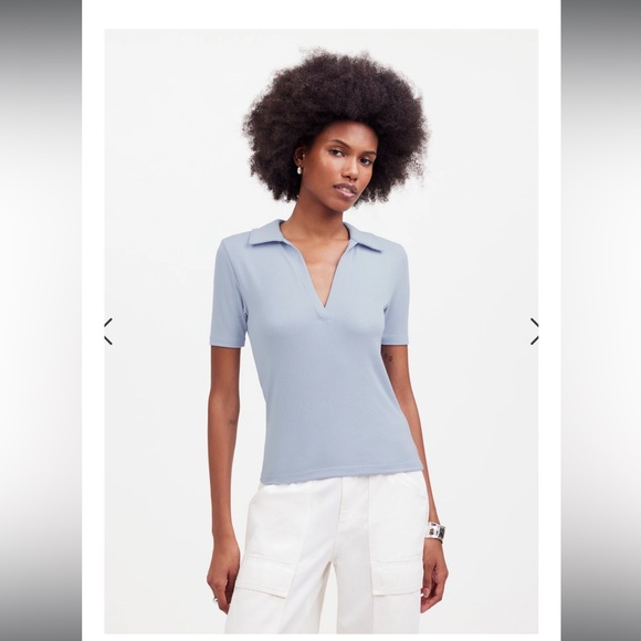 Madewell Tops - NWT Madewell Drapey Rib Short-Sleeve Polo Top